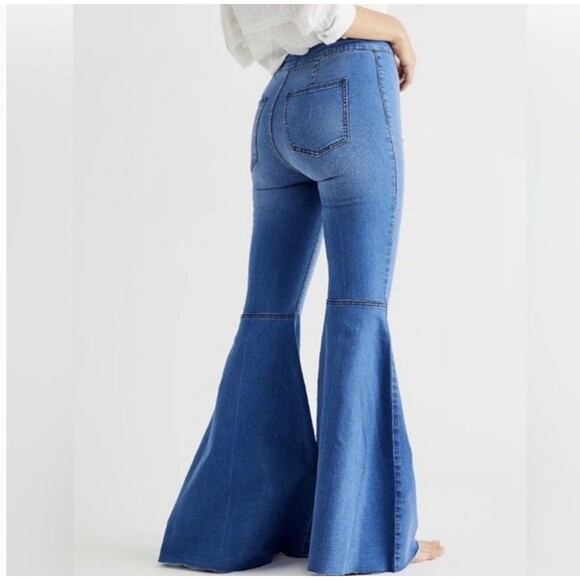 We The Free Jeans 30 Blue Flare Leg High Waist Denim FLAWED - Picture 12 of 12